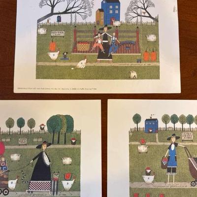 Lot 123: Three Catherine Grunewald Folk Art Prints
