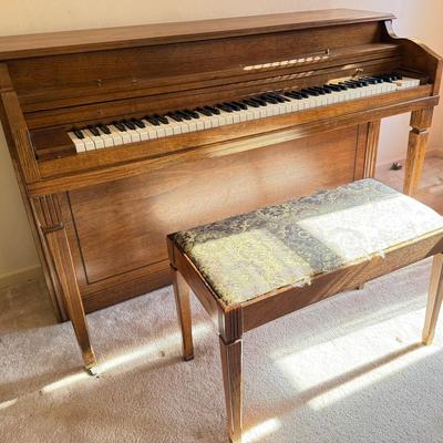 Lot 441: Vose & Sons Upright Piano with Bench – Vintage