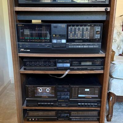 Lot 437: Vintage Sanyo Audio System with Dual Speakers