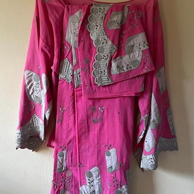 Lot 316: 3 Sets Fancy Embroidered Batik/Kente Dresses And Headscarves