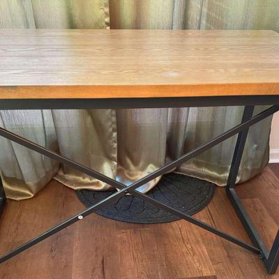 Lot 100: Modern Industrial Style Table with Wood Grain Top