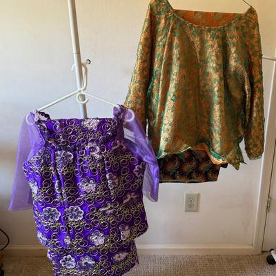 Lot 456: Traditional African Formal Wear Lot – Embroidered & Brocade Tops with Matching Skirts