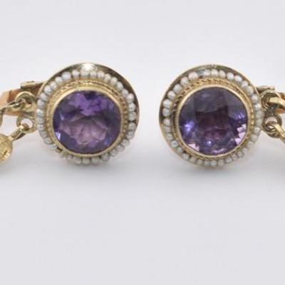 Vintage Gold-Filled 11+ TCW Amethyst Earrings