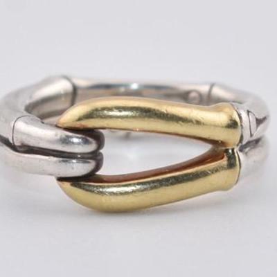 John Hardy - Sterling Silver & 18k Yellow Gold Bamboo Band Ring