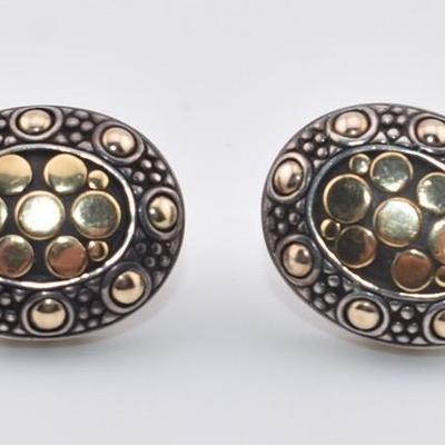 John Hardy Jaisalamer - Sterling Silver & 18k Yellow Gold Dot Earring