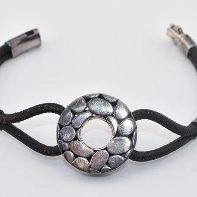John Hardy Kali Pebble - Sterling Silver Leather Bracelet 