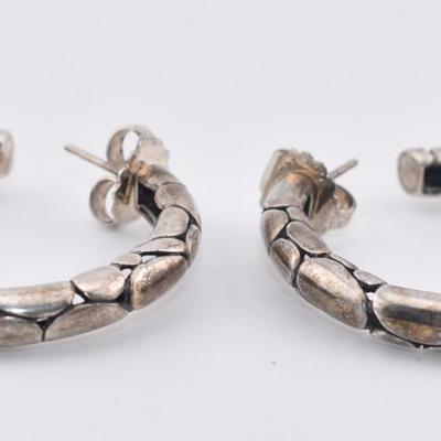 John Hardy Kali Pebble - Sterling Silver Open Hoop Earrings