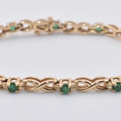 14k Yellow Gold Emerald Link Bracelet