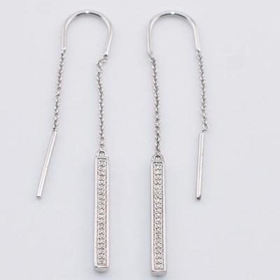 Sterling Silver Diamond & Emerald Pass-Through Earrings