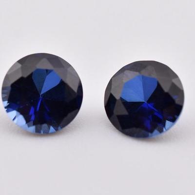 3.6 Carat Round Twin Blue Sapphire Pair