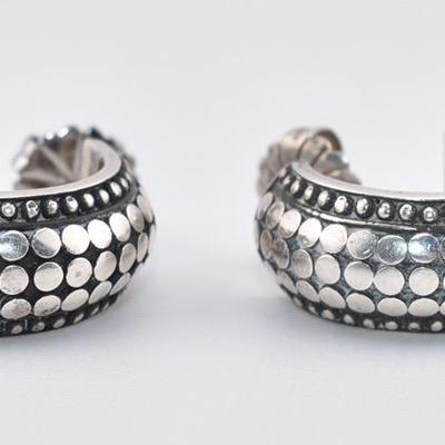John Hardy - Sterling Silver Dot Open Hoop Earrings