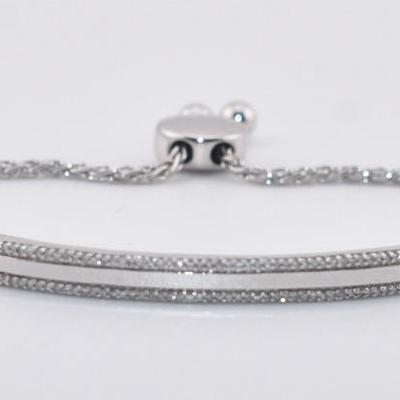 Sterling Silver Pavé Diamond Bolo Bracelet