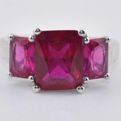 Sterling Silver 4.5 TCW Ruby Ring
