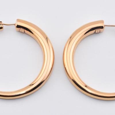 18k Yellow Gold Large Closed Hoop Earrings