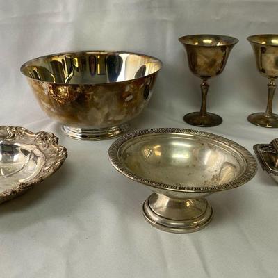 Weighted Sterling Candleholder & Silver Plated Items 