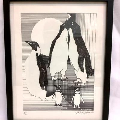 Hellman Penguin Print c 1985 Pencil Signed 61/500