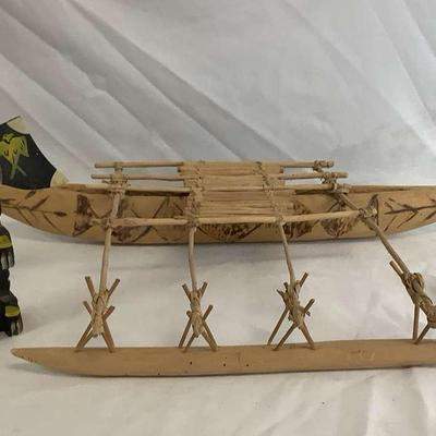 Handmade Model Outrigger Canoe/Totem Pole/Scarab