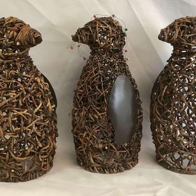 Trio of Wicker Penguins 