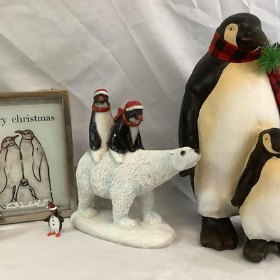 Penguins and Polar Bear-Holiday Decor 