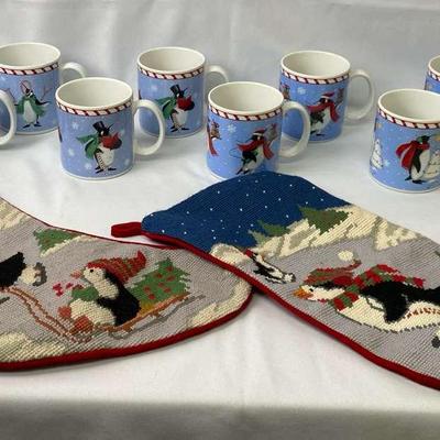 Sakura Holiday Penguin Mugs 