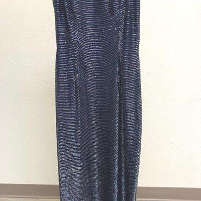 Blue Beaded Gown w/Silk Lining SZ L