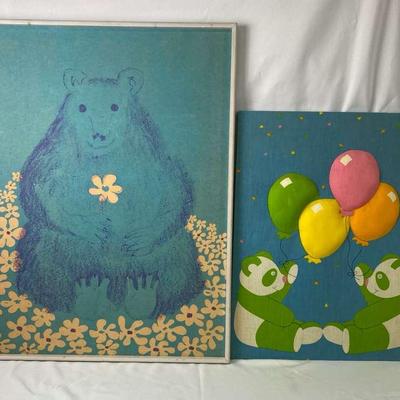Boho Bear w/ Flower &  Green and White Pandas w/Balloons 