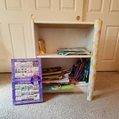 Bookcase, 2 Shelf, White, 25" W X 11" D X 30" H, With Gift Bags, Sticker Set, Wrapping items