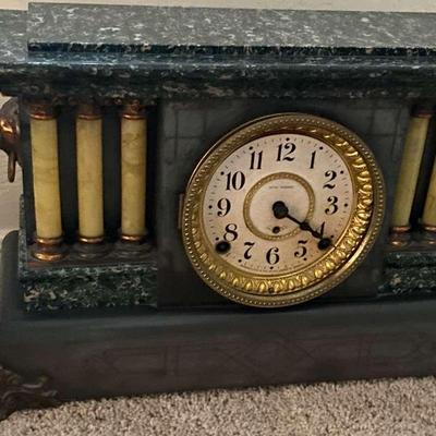 Vintage Seth Thomas Six Column Mantel Clock - Marble and Gold