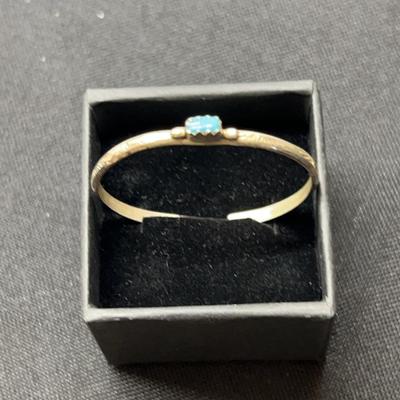 Very Small Child Size Silver And Turquoise Bracelet