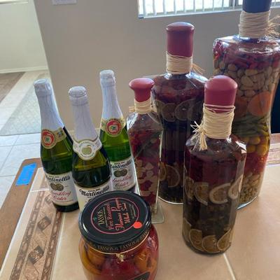 Decorative Kitchen Items:  Pickled Vegetables And Assorted Sparkling Cider