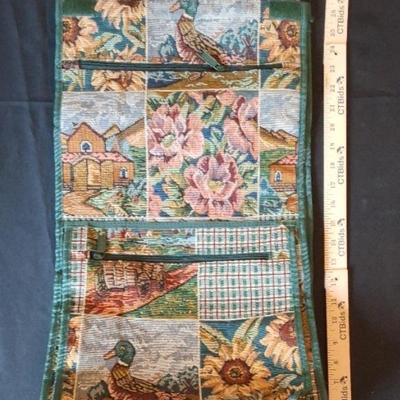 Rolling Storage Bag, Tapestry With Ducks, Sunflowers, Farm Scene, 27" Tall From floor