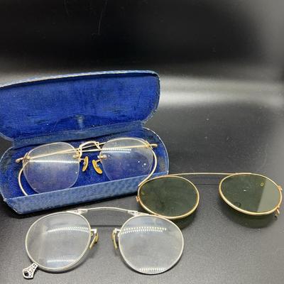 Vintage Eye Glasses - 1 Pair And 2 Clip On Attach