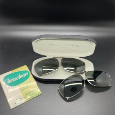 2 Polar Optic Sunglass Clip Ons In Case With Cleaning Tissues