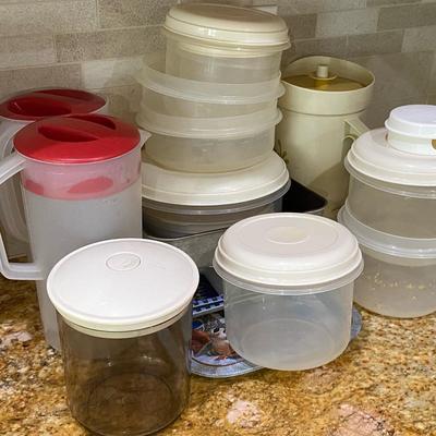 Water Pitchers Assortment Of Serving Trays,Tupperware In Various Sizes And A Sodastream 