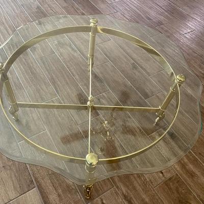 Very Nice Glass and Gold Coffee Round Table 