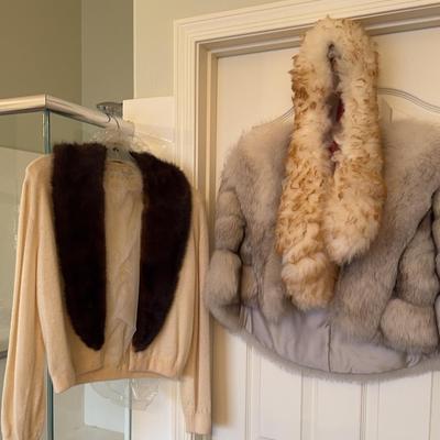 Fur Shawl, Fur Altmann Of Vienna Cashmere Sweater With Fur Collar, And Fur Scarf