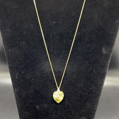 Crazy For Crystals!  Crystal Yellow Heart Necklace And Matching Earrings