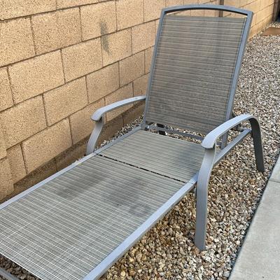 Outdoor Lounge Chair: Blue And Beige Stripe