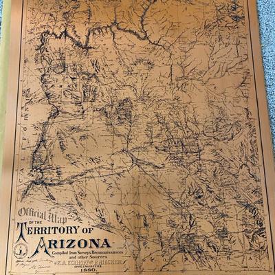 Large Copper Topography Map Picture - AZ - Picture Of Valleys, Mountains, And State Of Arizona