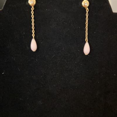 Vintage 1979 AVON Pink And Gold Tone Dangle Earrings