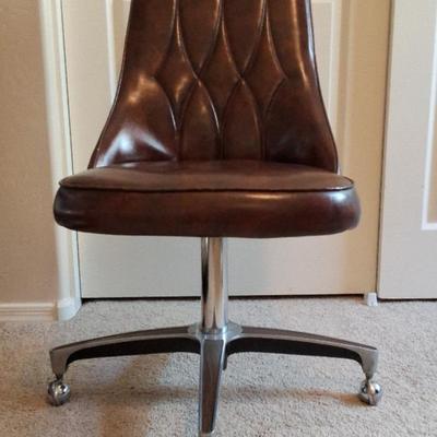 Brown Leather Office Chair, Rolling