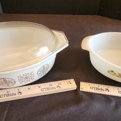 Vintage Anchor Hocking Fire King 1-1/2 Qt Baking Dish, Pyrex 2-1/2 Qt Baking Dish With Glass Lid 