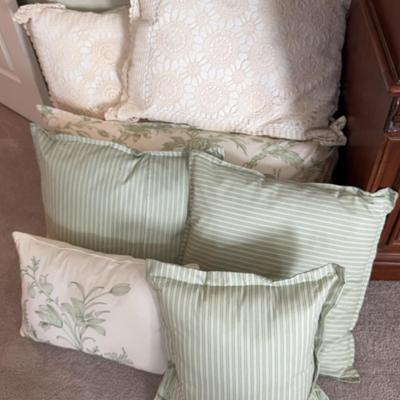 Decorative Bed Pillows Green And White
