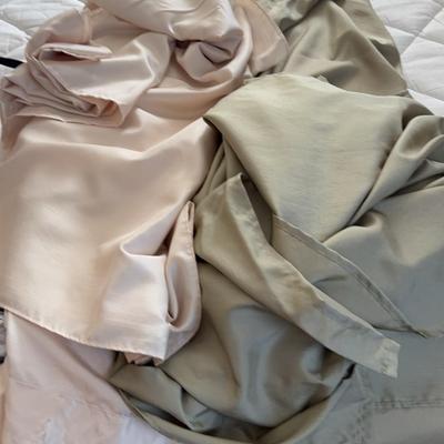 Green and Cream Silk Drapes