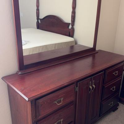 Cherry Wood Dresser with Mirror