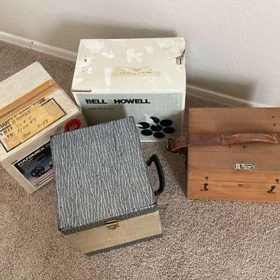 Vintage Projector And Vintage Editor/Viewer With Storage Case For Slides
