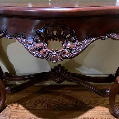 Carved Wood Console Table 