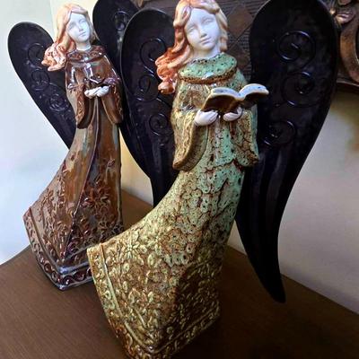 Beautiful Porcelain Angel with Metal Wings