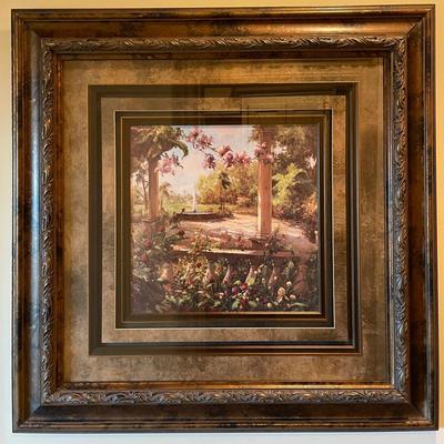 Framed Garden Scene Wall Hanging