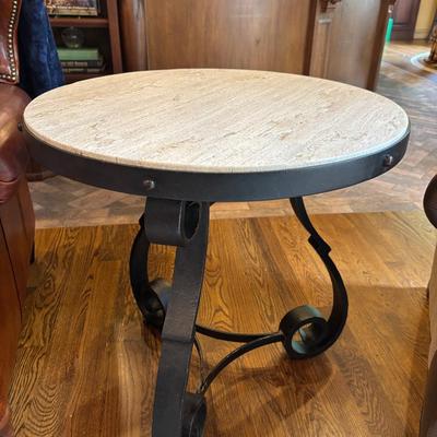 “Hooker Furniture” Luckenbach Metal and Stone End Table 